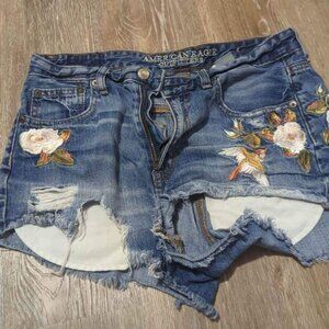 american eagle size 8 vintage hi rise festival jean shorts
